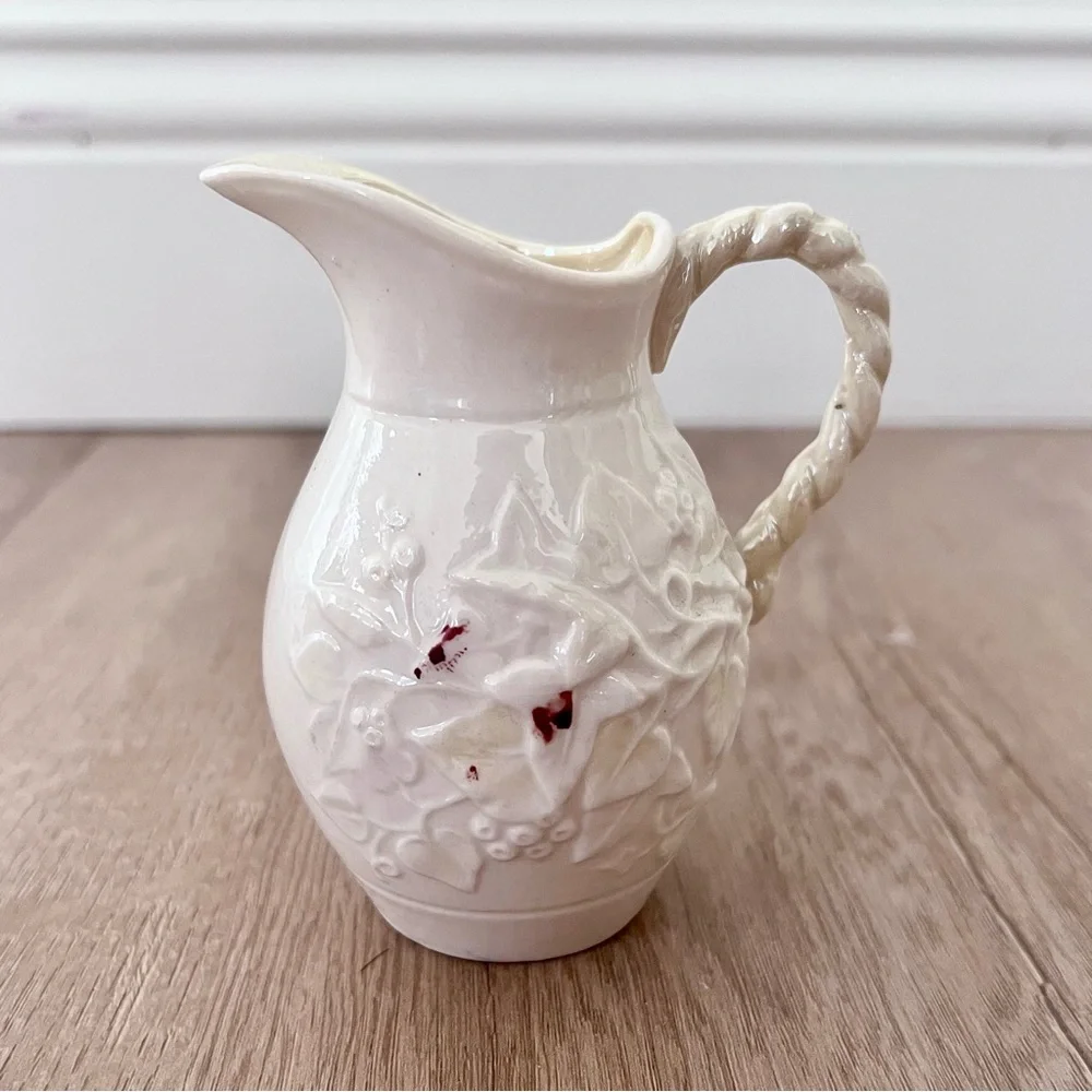 Antique 1926-1946 Belleek Irish 3rd Black Mark Lustre‎ Creamer Jug Pitcher 4” H